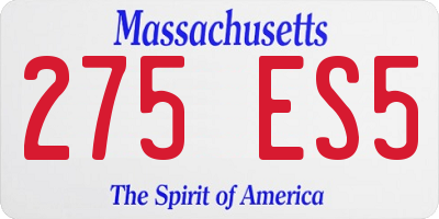 MA license plate 275ES5