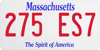 MA license plate 275ES7