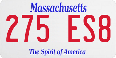 MA license plate 275ES8
