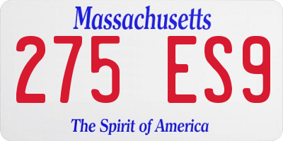 MA license plate 275ES9
