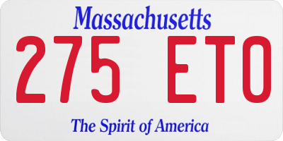 MA license plate 275ET0
