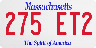 MA license plate 275ET2