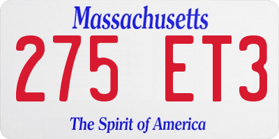 MA license plate 275ET3