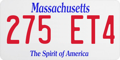 MA license plate 275ET4