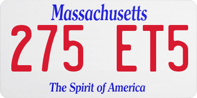 MA license plate 275ET5