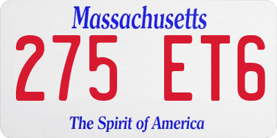 MA license plate 275ET6