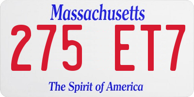 MA license plate 275ET7