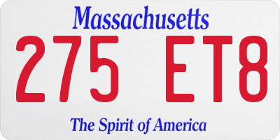 MA license plate 275ET8
