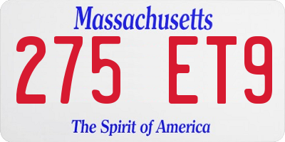 MA license plate 275ET9