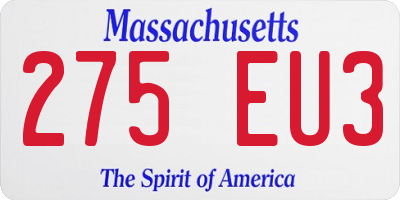 MA license plate 275EU3