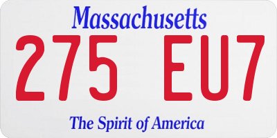 MA license plate 275EU7