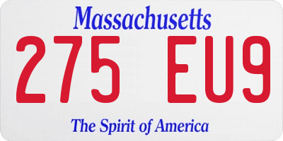 MA license plate 275EU9