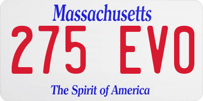 MA license plate 275EV0