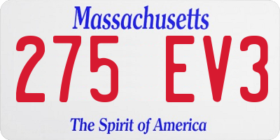 MA license plate 275EV3