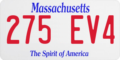 MA license plate 275EV4