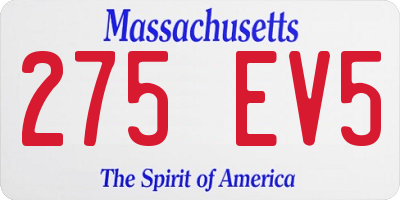 MA license plate 275EV5