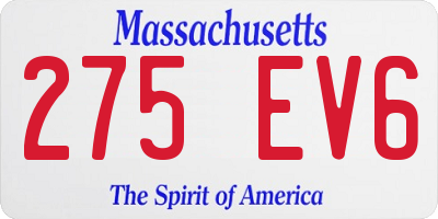 MA license plate 275EV6