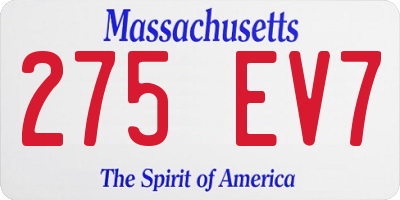 MA license plate 275EV7