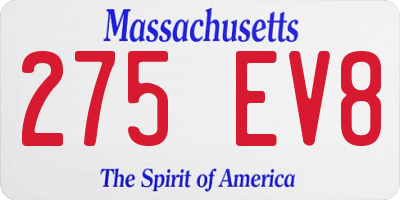 MA license plate 275EV8