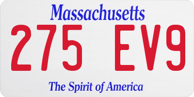 MA license plate 275EV9