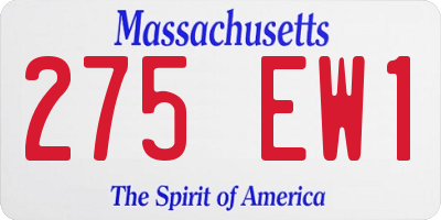 MA license plate 275EW1
