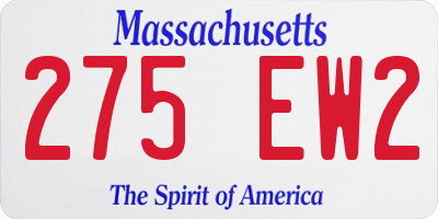MA license plate 275EW2