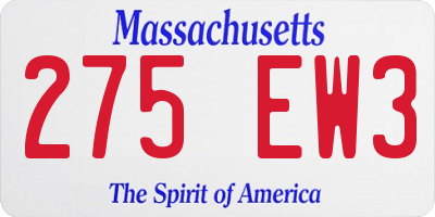MA license plate 275EW3
