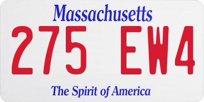 MA license plate 275EW4