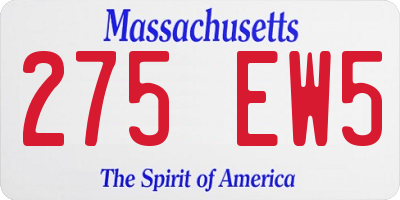 MA license plate 275EW5
