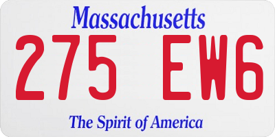 MA license plate 275EW6