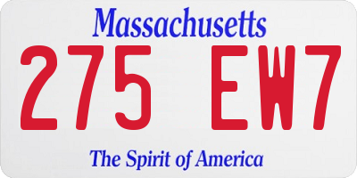 MA license plate 275EW7