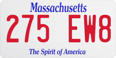 MA license plate 275EW8
