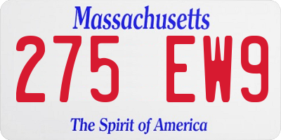 MA license plate 275EW9