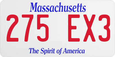 MA license plate 275EX3