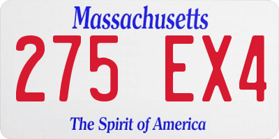 MA license plate 275EX4