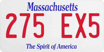 MA license plate 275EX5