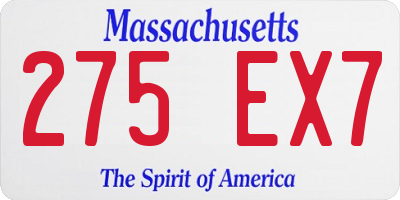 MA license plate 275EX7