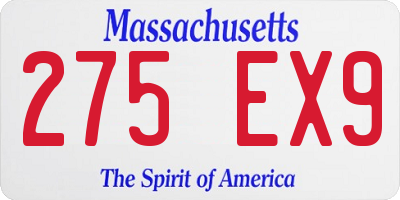 MA license plate 275EX9