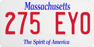 MA license plate 275EY0