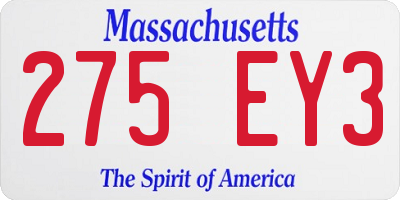 MA license plate 275EY3