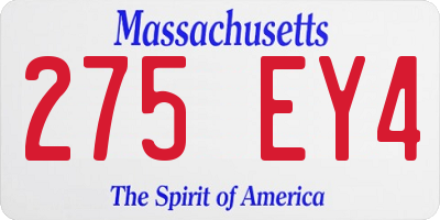 MA license plate 275EY4