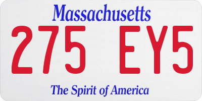 MA license plate 275EY5