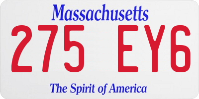 MA license plate 275EY6
