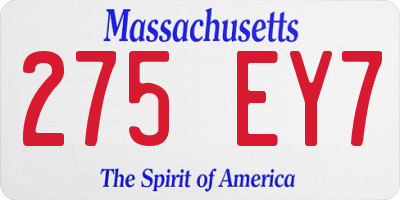 MA license plate 275EY7