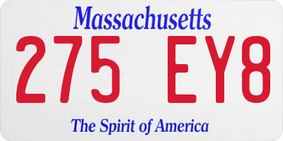 MA license plate 275EY8