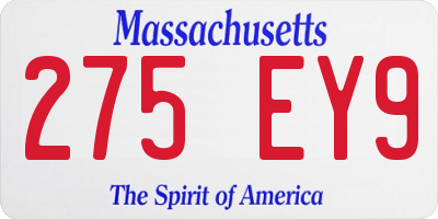 MA license plate 275EY9