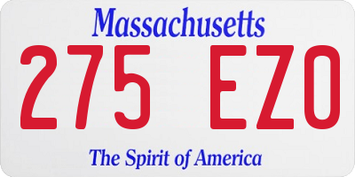 MA license plate 275EZ0