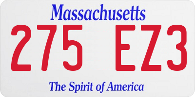 MA license plate 275EZ3