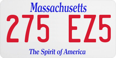 MA license plate 275EZ5