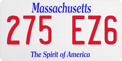 MA license plate 275EZ6